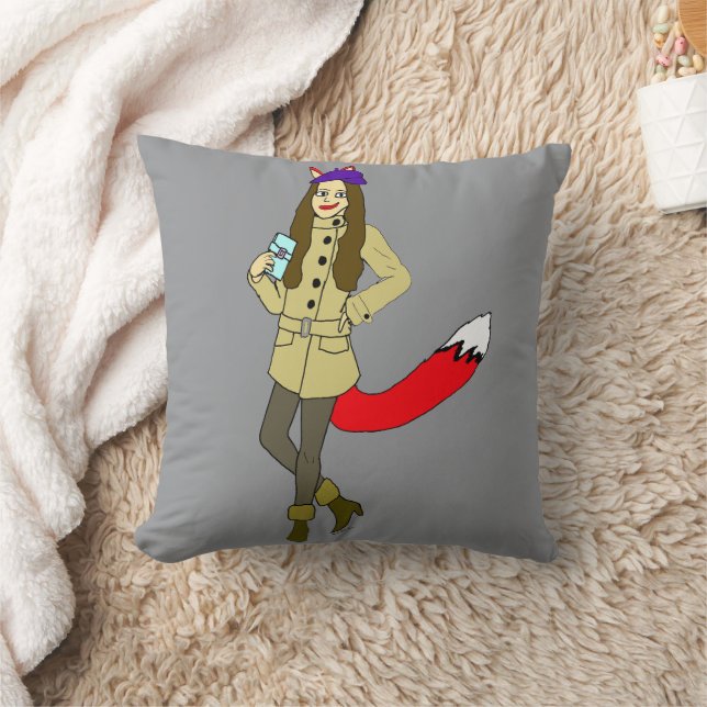 Foxgirl  throw pillow (Blanket)
