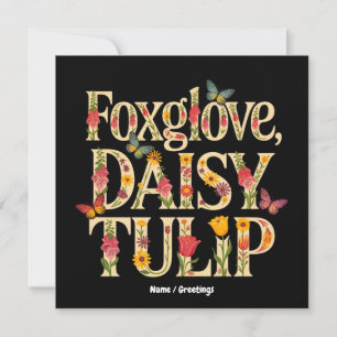 Foxglove Daisy Tulip Floral Wildflower Design  Invitation