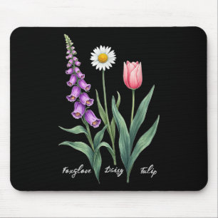 Foxglove Daisy Tulip Flower Design Floral Girl Mom Mouse Pad