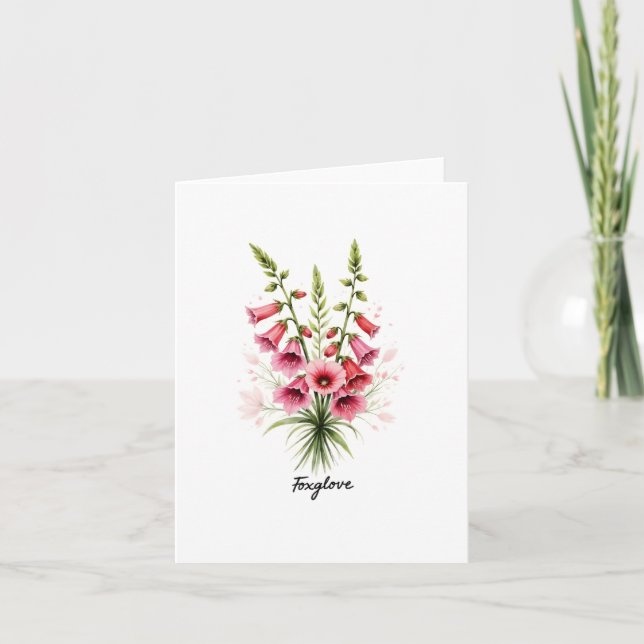 Foxglove Floral Blank Note Card (Front)
