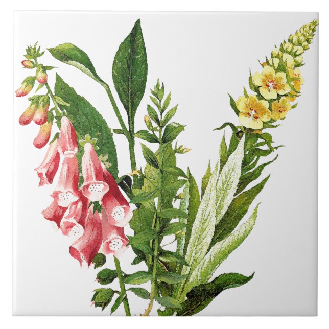 Foxglove Floral Flower Botanical Tile (Front)