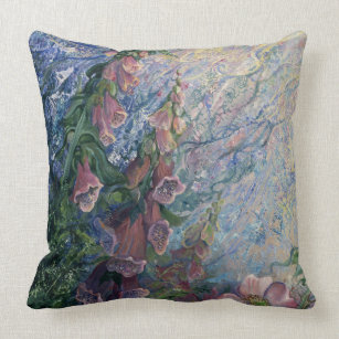 Foxglove Floral Throw Pillow