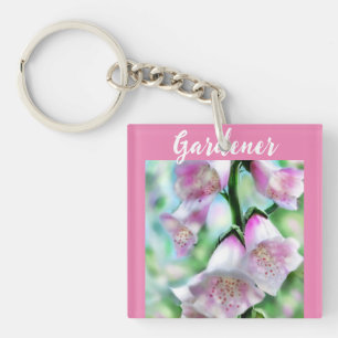 Foxglove Flowers Floral Pink Garden Personalized Keychain