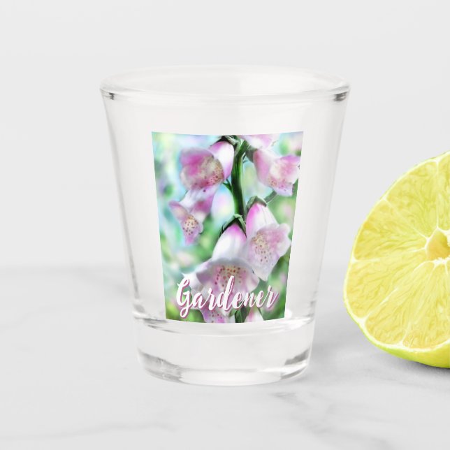Foxglove Flowers Floral Pink Garden Personalized Shot Glass (Front)