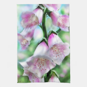Foxglove Flowers Flower Floral Pink Purple Green Kitchen Towel