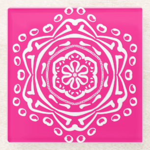 Foxglove Mandala Glass Coaster