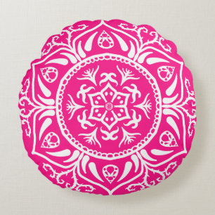 Foxglove Mandala Round Pillow
