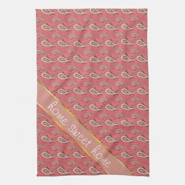 Foxglove Petal Paisley Pattern Kitchen Towel (Vertical)
