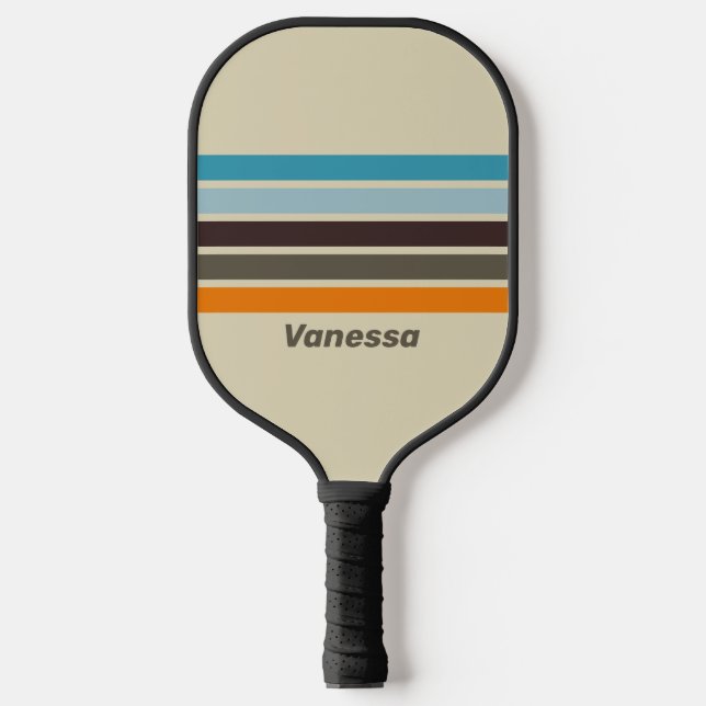 Foxglove Rust Across Striping with Name Pickleball Paddle (Front)