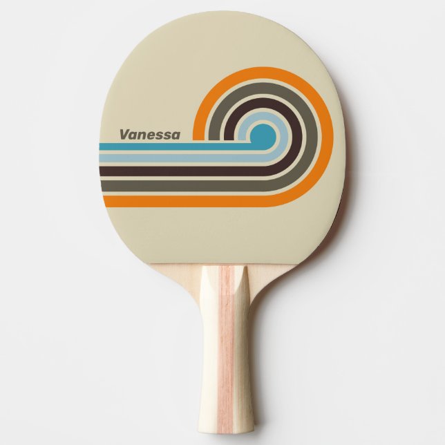 Foxglove Rust Curl Stripes with Name Ping Pong Paddle (Front)