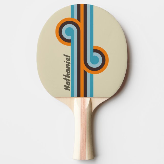 Foxglove Rust Stripe Loop with Name Ping Pong Paddle (Front)