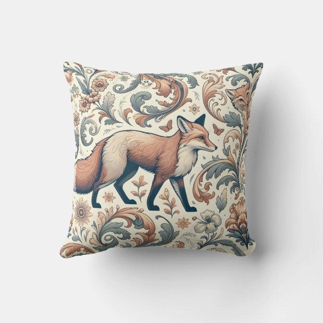 Foxglove Whispers: Victorian Elegance in Nature's  Throw Pillow (Back)