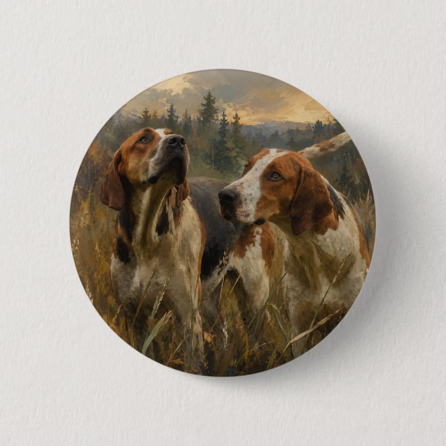 Foxhound Portrait – Noble Hunting Dog 2 Inch Round Button (Front)