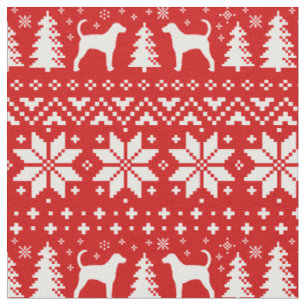 Foxhound Silhouettes Christmas Holiday Patterned Fabric