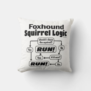 Foxhound Squirrel Logic Throw Pillow