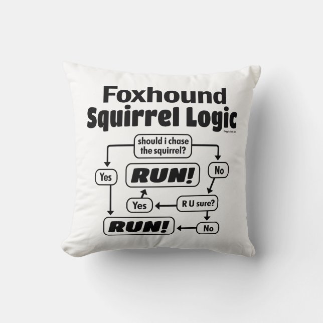 Foxhound Squirrel Logic Throw Pillow (Front)