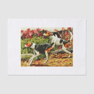 Foxhounds(English&American ) in autumn wood Tissue Paper