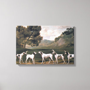 Foxhounds in a Rural Landscape (by George Stubbs) Canvas Print