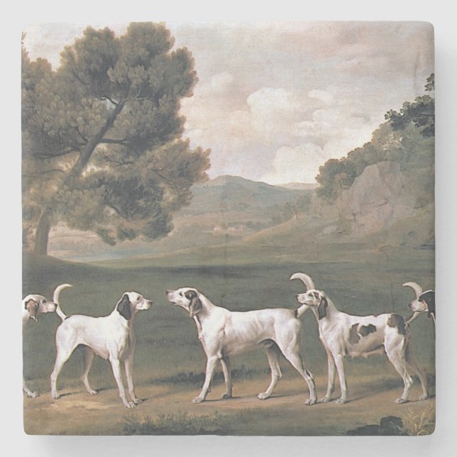 Foxhounds in a Rural Landscape (by George Stubbs) Stone Coaster (Front)