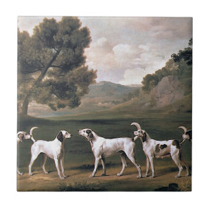 Foxhounds in a Rural Landscape (by George Stubbs) Tile