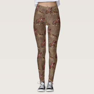 Foxhunting horse rider and hounds leggings