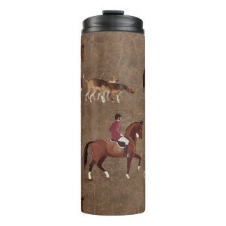 Foxhunting horse rider and hounds thermal tumbler