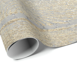 Foxier Gold Grey Wood Shabby Quatrefoil Silver Wrapping Paper