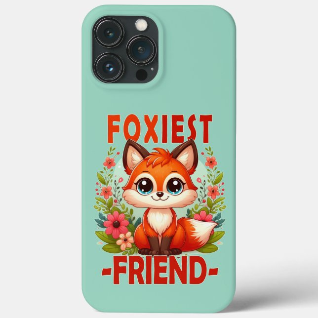 Foxiest Friend pun. Cute Baby Fox puppy cartoon Case-Mate iPhone Case (Back)