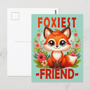 Foxiest Friend pun. Cute Baby Fox puppy cartoon Postcard