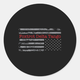 Foxtrot Delta Tango Flag Vintage Upside Down Usa F Classic Round Sticker