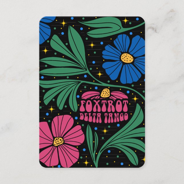 Foxtrot Delta Tango Flower Boho Enclosure Card (Front)