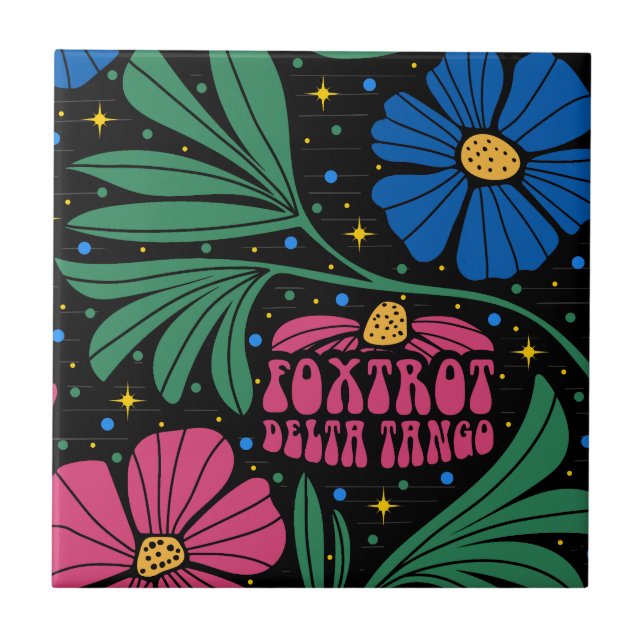 Foxtrot Delta Tango Flower Boho Tile (Front)