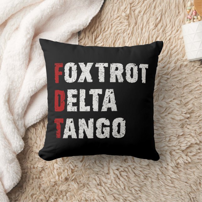 Foxtrot Delta Tango Throw Pillow (Blanket)