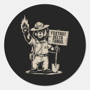 Foxtrots Delta Tangos Vintage The Resist Bear Nati Classic Round Sticker