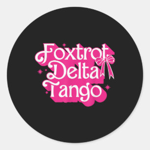 Foxtrots Deltas Tangos Retro Pink Coquette Bow  Classic Round Sticker