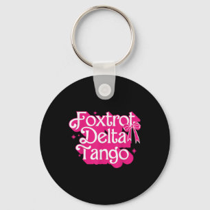 Foxtrots Deltas Tangos Retro Pink Coquette Bow Keychain