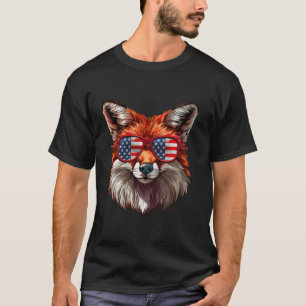 Foxy American Flag Funny Foxy Lovers Mom Dad 4th o T-Shirt