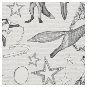 foxy circus black white fabric