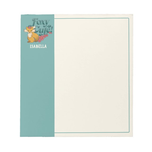 Foxy Cute with Heart Custom Name Notepad (Front)