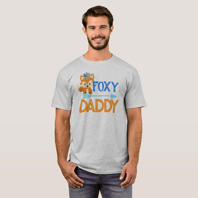 Foxy Daddy Wild One Blue Woodland Party T-Shirt (Front Full)