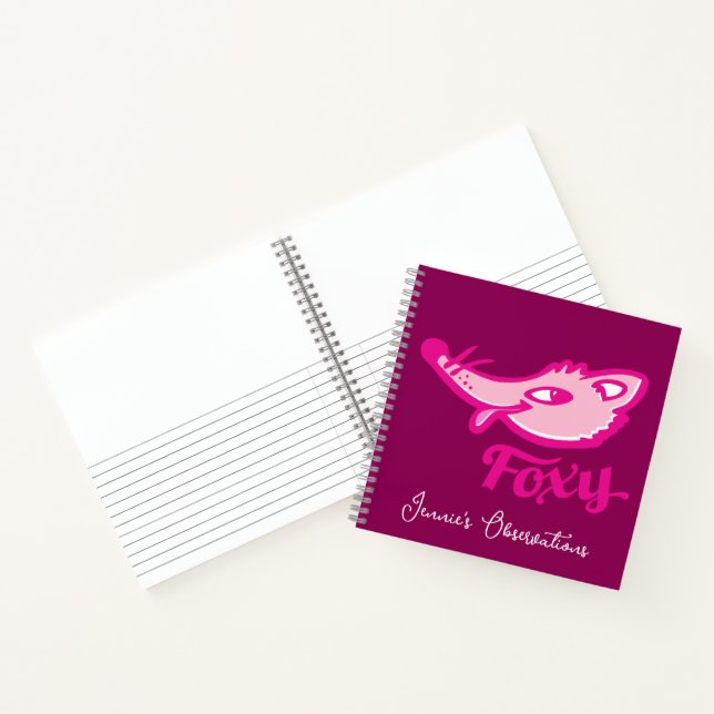 Foxy deep pink fox face personalized notebook (Inside)