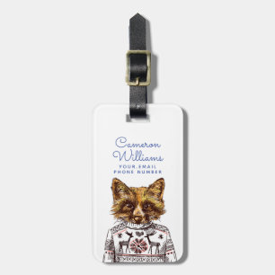 Foxy Dressed Fox   Add Your Name Luggage Tag
