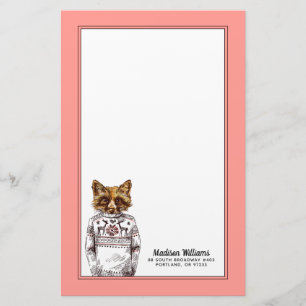Foxy Dressed Fox Add Your Name Stationery
