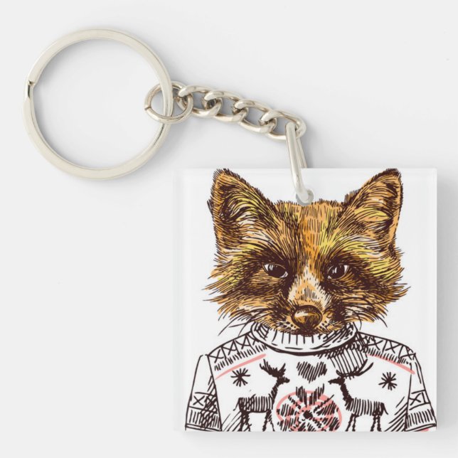 Foxy Dressed Fox Keychain (Front)