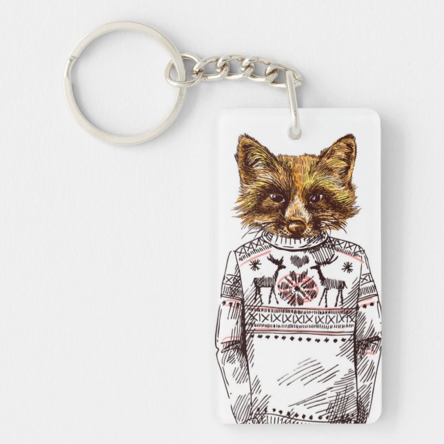 Foxy Dressed Fox Keychain (Front)