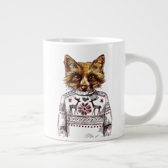 Foxy Dressed Fox Large Coffee Mug (Right)