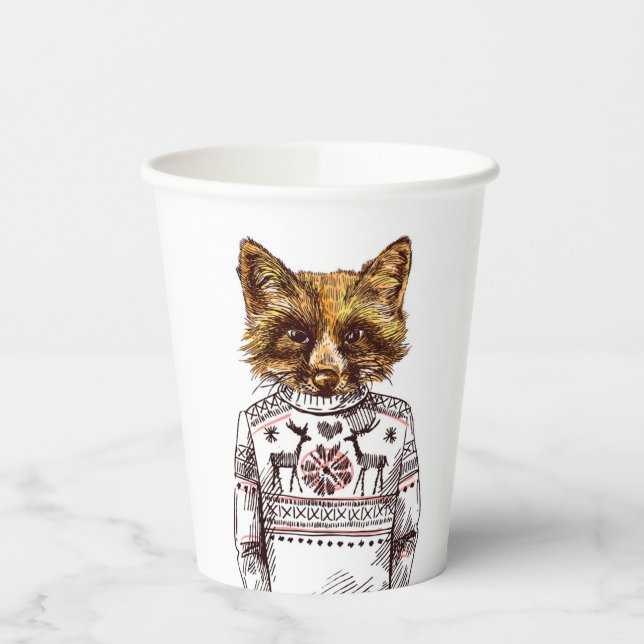 Foxy Dressed Fox Paper Cups (Left)