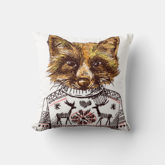 Foxy Dressed Fox Throw Pillow (Front)
