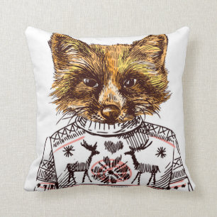 Foxy Dressed Fox Throw Pillow
