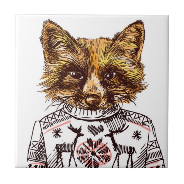 Foxy Dressed Fox Tile (Front)